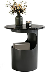 Bedside/Sofa Side Table – Micro-crystalline Stone Small Round Table for Living Room (Corner Table)