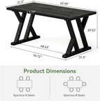Solid Wood Dining Table for 4-6 People, 63 Inches Wooden Farmhouse Rectangular Kitchen Dinner Table with Heavy-Duty Legs for Home, Living Room, Dining Room, Black