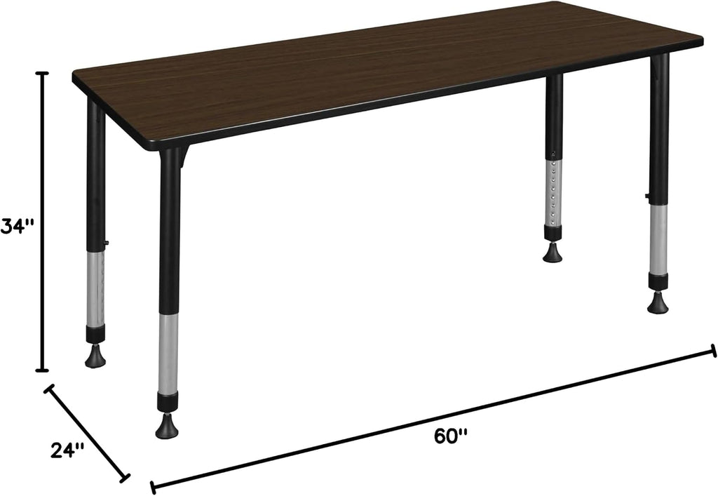 Regency Kee 60 x 24 in. Height Adjustable Classroom Activity Table- Neo Walnut Top & Black Base
