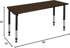 Regency Kee 60 x 24 in. Height Adjustable Classroom Activity Table- Neo Walnut Top & Black Base