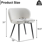 Chairs Set of 2, Upholstered Fabric Dining Room Chairs, Makeup Vanity Chair Modern Accent Chairs Farmhouse Kitchen Dining Chairs with Metal Legs for Home Kitchen, Living Room, Ivory