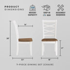Lexicon 7-Piece Dining Set, Wooden Dining Table and 6 Chairs, Cherry/White | Farmhouse Dining Set, Rectagular Table, Cross Back Chairs, Easy Assembly Seater for Indoor Home, Dinner, Kitchen, 2-Tone