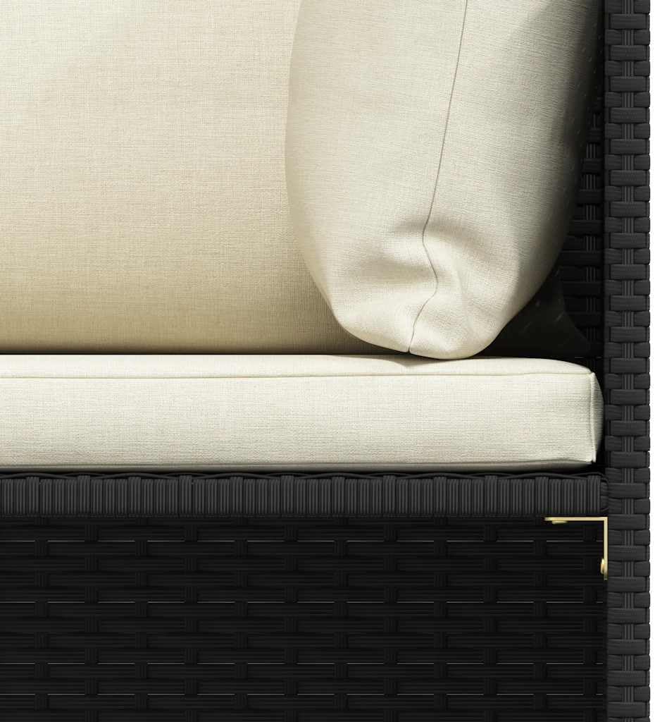 vidaXL Black Poly Rattan Sectional Footrest with Cream White Cushions - Versatile Outdoor Furniture - Steel Frame - Weather-Resistant Material