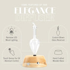 Elegance Nebulizing Essential Oil Diffuser for Aromatherapy by Organic Aromas - Light-Colored Wood Base and Glass Reservoir