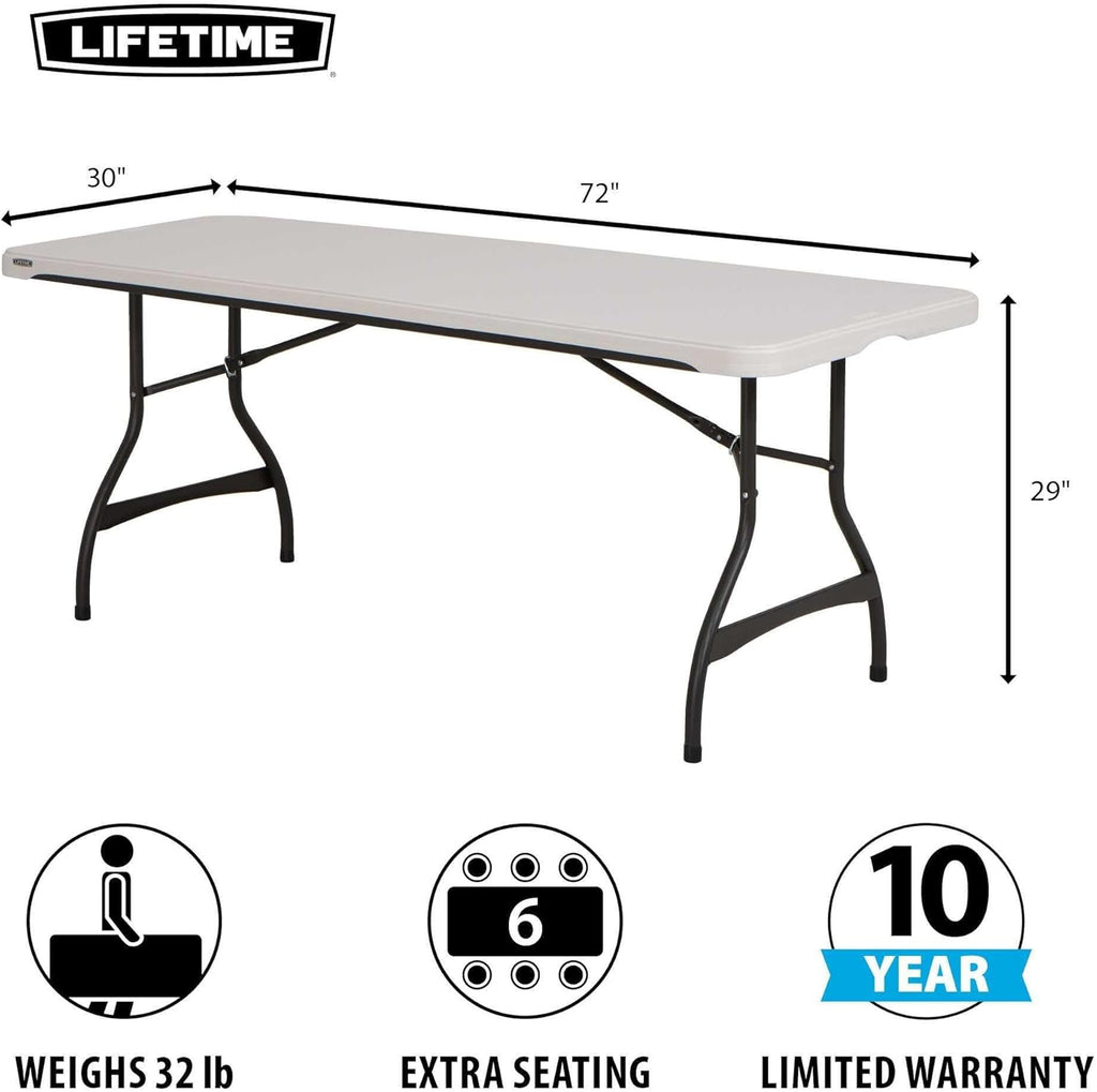Lifetime 6-Foot Nesting Folding Table, Commercial, Almond