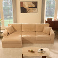GOSUHI 113" L-Shaped Cloud Couch, Modular Sectional, Deep Seats, Camel | Pocket Spring Cushions, Oversized 3-Seater, Left Facing Chaise, Corduroy Upholstery Couches for Living Room