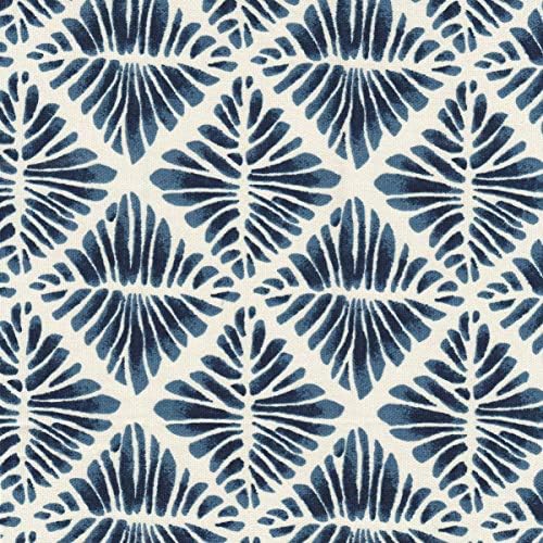 Homepop Home Decor | Upholstered Round Storage Ottoman | Ottoman with Storage for Living Room & Bedroom with Flared Legs, Navy Blue Geometric Pattern Large