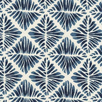 Homepop Home Decor | Upholstered Round Storage Ottoman | Ottoman with Storage for Living Room & Bedroom with Flared Legs, Navy Blue Geometric Pattern Large