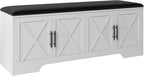 DreamDashio Storage Bench with Cushion, 47.2" End of Bed Storage Bench with Lift Top, Window Bench Seat with Storage for Bedroom, Mudroom, Entryway, Living Room & Hallway, White