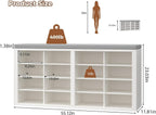 Shoe Storage Bench with Cushion Shoe Rack for Entryway 16 Cubby Multifunctional Organizer Bench Entryway with Soft Sponge Cushion for Hallway Living Room Bedroom (White & Light Gray)