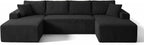 ivoros 125" Cloud Couch Sectional, Modular Sofa with Cup Holder and Storage Pocket, Corduroy U Shaped Sofas, Couch in a Box, No Assembly Required, Black Couches for Living Room