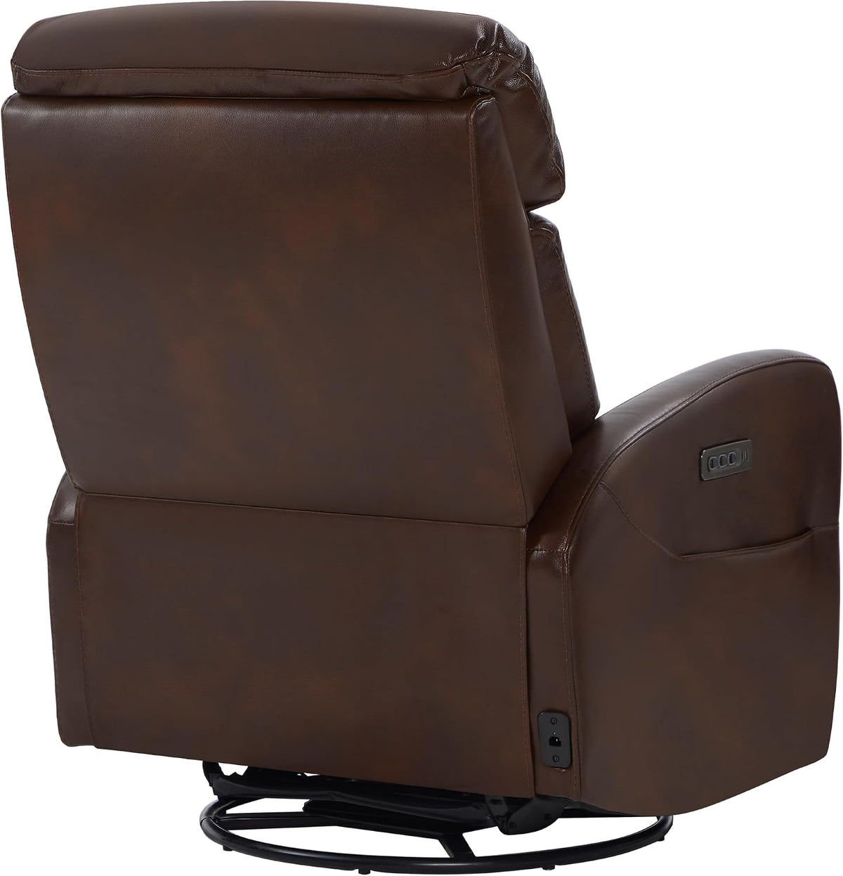 CHITA Genuine Leather Power Recliner Chair, Swivel Rocker, Cognac Brown | Electric Triple Motor Rocker Recliner for Living Room with Adjustable Headrest / Lumbar Support, USB & Type-C Charging Ports