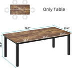 IDEALHOUSE 78.7" Long Rectangle Dining Table for 6-8 People, Industrial Wood Dinner Table (Only Table) (New Retro)