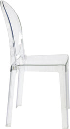 2xhome Ghost Dining Chair with Oval Back | Transparent Acrylic Accent Side Chair for Kitchen, Living Room, Vanity, or Event Seating | Non Stackable (Set of 2, Clear)