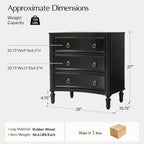 HULALA HOME 3 Drawer End Table with Charging Station, 26" Wide Endtable with Solid Wood Legs and Curved Profile, Classic Side Table for Living Room, Black