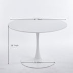 42.1" Round Dining Table Mid Century Modern Tulip Table Kitchen Dining Table for 4 People with MDF Tabletop & Pedestal Base for Coffee Office Living Room Dining Room (White)