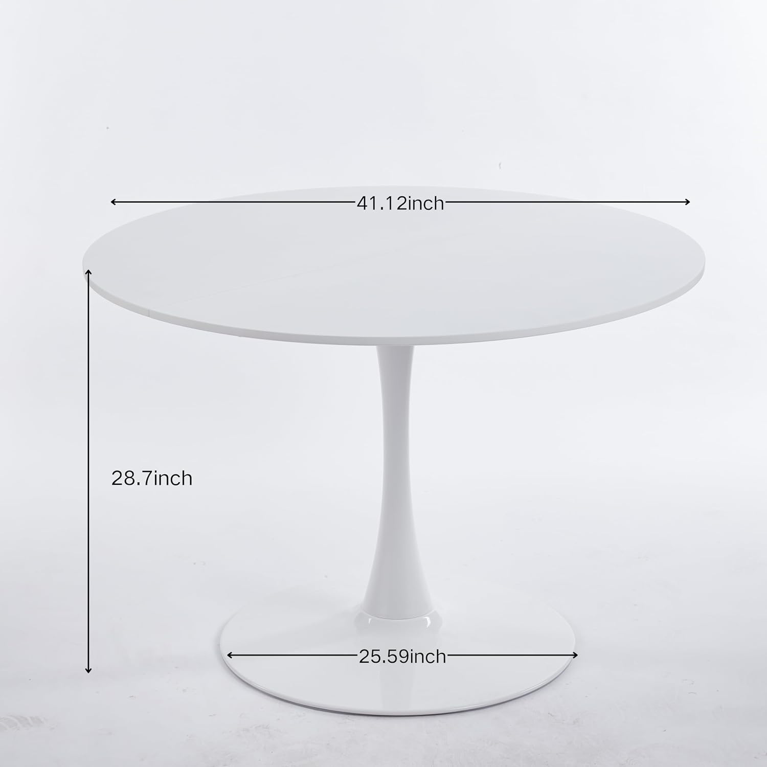 42.1" Round Dining Table Mid Century Modern Tulip Table Kitchen Dining Table for 4 People with MDF Tabletop & Pedestal Base for Coffee Office Living Room Dining Room (White)