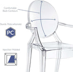 Modway Casper Modern Acrylic Stacking Kitchen and Dining Room Arm Chair in Clear - Fully Assembled
