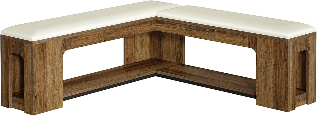 Tribesigns L Shaped Corner Bench, 47.24" Farmhouse Breakfast Nook Bench with Removable Seat Cushion, Corner Bench for Kitchen, Dining Room, Living Room