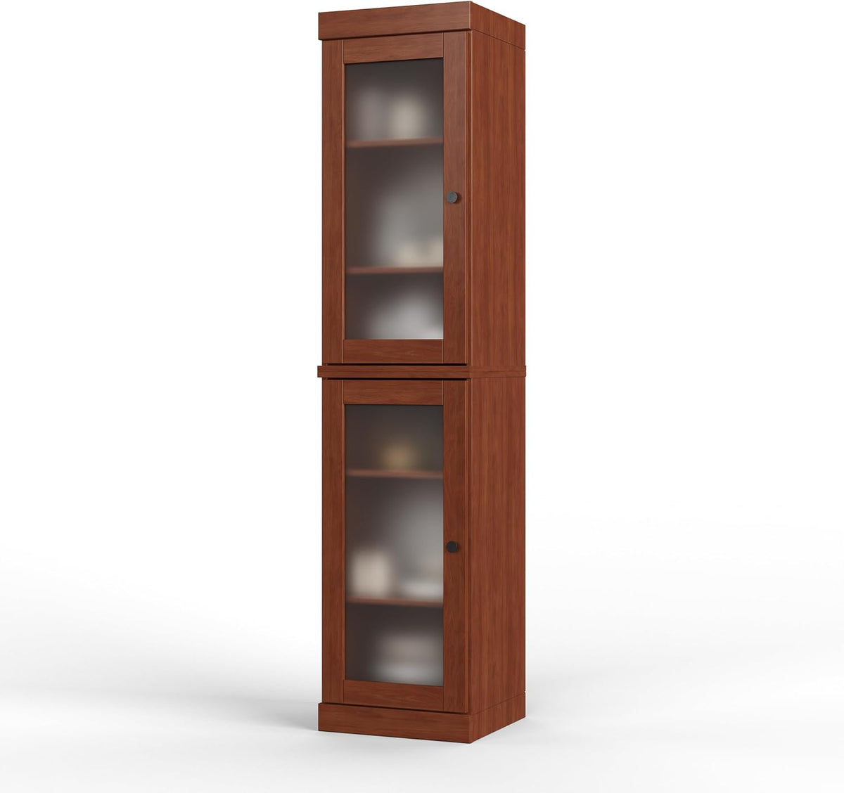 Palace Imports Solid Wood Kitchen Pantry Cabinet w/Frosted Glass Doors - Narrow Storage Cabinet - 16.5" Wide x 71.5" Tall - Mocha, Adjustable Shelves, 100% Eco-Friendly Wood, Modular Cabinets