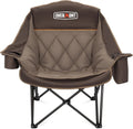 Overmont Oversized XL Camping Chair for Adults - 500lbs Support Heavy-Duty Padded Folding Chair with Side Pocket Cup Holder Cooling Bag for Outdoor Sports Garden Beach Fishing Lawn Khaki
