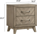 Contemporary 2-Drawer Nightstand, Antique Gray,for Small Spaces