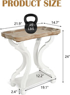 kinbor Farmhouse Side Table - Rustic End Table with an Open Shelf & Raised Edge, Accent Table with Distressed White Finish and Solid Wood Legs - Perfect for Living Room, Bedroom, Entryway, White