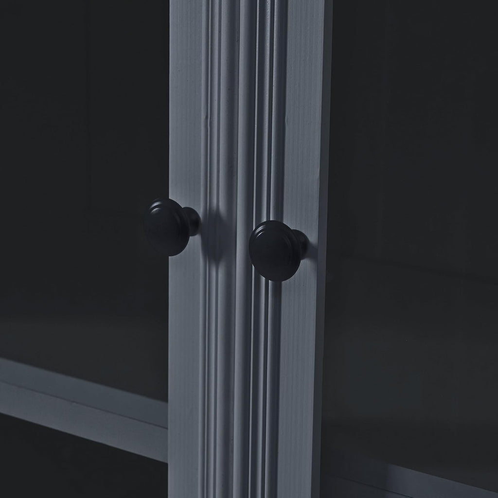 78" Tall Kitchen Pantry Cabinet, Freestanding Food Storage Pantry Cupboard with Power Outlet,3 Storage Compartments and Adjustable Shelves, Farmhouse Kitchen Hutch for Dining Room,Grey