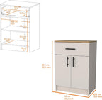 Kitchen Pantry with 2 Doors and 1 Drawer, Melamine and Particleboard | Measures 23.6 inches width, 33.5 inches hight, and 15.9 inches depth