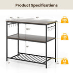 Giantex Kitchen Island with 3 Tier Storage Shelves, 48 Inch Baker Rack with Spacious Worktop, Industrial Kitchen Shelf, Sturdy Metal Frame, Easy Assembly (Gray & Black)