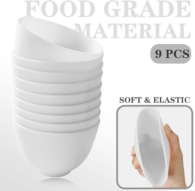 12Pcs Silicone Facial Mask Bowl DIY Face Mask Mixing Bowl for Facials Home Salon Spa Skin Applicator Bowl with Stir Sticks, White
