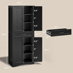 Gizoon 71'' Kitchen Pantry Storage Cabinet, Freestanding Pantry Organizers and Storage Cabinet with 4 Doors and 4 Adjustable Shelves, Tall Cabinet with Large Drawer for Kitchen, Living Room, Bathroom