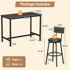 Zevemomo 5-Piece Dining Table Set, Bar Table Set for 4, Kitchen Table and Chairs, Counter Height High Top Table with 4 PU Upholstered Stools, Space-Saving Pub Table Sets for Small Space, Black