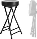 Cushioned Padded Folding Stool, 65cm/26In Padded Counter Height Bar Stool, Indoor and Outdoor Foldable Chair for Adults