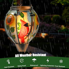 Hot Air Balloon Solar Lantern - Large Cardinal Bird Glass Lantern, Simulated Flickering & Dancing Flame, Big Outdoor Hanging Sunflower Yard Light Waterproof IP65 for Patio Lawn Porch Decor Gift