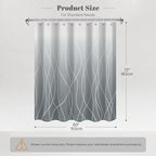 Punkray Ombre Grey Shower Curtain for Bathroom with Hooks, Stripe Bath Curtains Decorative Shower Curtains Water Repellent Washable, 60 x 72