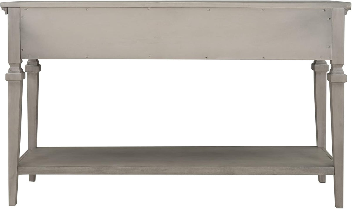 Knocbel 50" Retro Style Console Table Solid Wood Frame Sofa Table with Bottom Open Shelves and 3 Top Storage Drawers Entryway Table for Living Room, Coffee Bar, Hallway, Front Hall