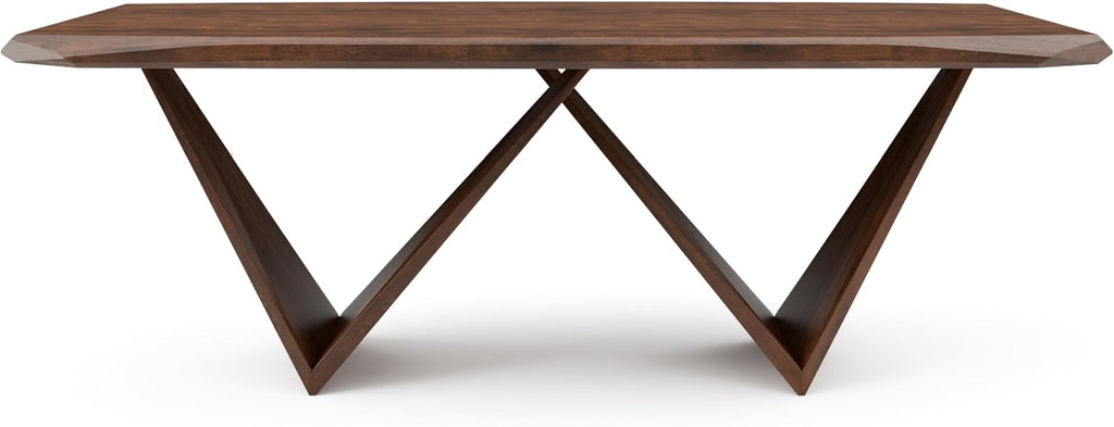Furniture of America Nazaen III Mid-Century Modern Solid Wood 5-Piece Live Edge Dining Set – 82.5" Brown Table with Upholstered Chairs for Home Kitchen, Dinette, Rich Walnut