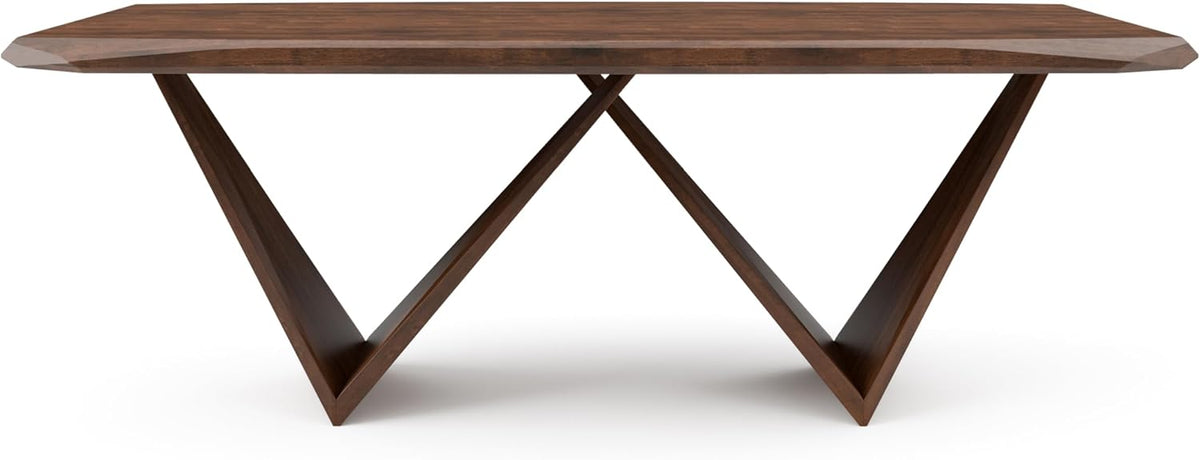 Furniture of America Nazaen III Mid-Century Modern Solid Wood 5-Piece Live Edge Dining Set – 82.5" Brown Table with Upholstered Chairs for Home Kitchen, Dinette, Rich Walnut