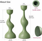 Smtyle Taper Candle Holders Set of 2 Sculptural Cast Aluminum Candlestick Holders, Modern Minimalist Sage Green Candle Stand for Dining Table, Living Room, Shelf Decor
