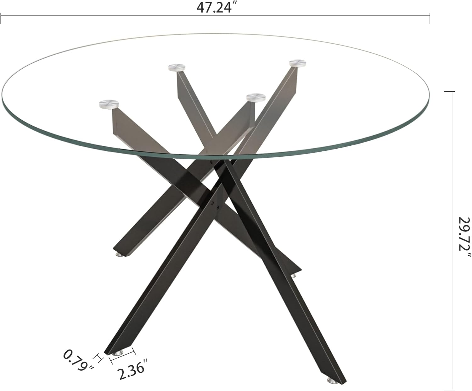 HomVent 47-inch Round Glass Dining Table for 4, Round Glass Kitchen Table with Metal Legs, Circle Dining Room Table for Space-Saving Kitchen Living Room