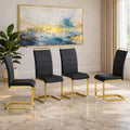 Dining Chairs Set 4, Armless Black Kitchen Chairs,Waterproof Faux Leather Dinner Chairs with Upholstered Seat,Armless Side Chairs with Gold Metal Frame for Kitchen Dining Room