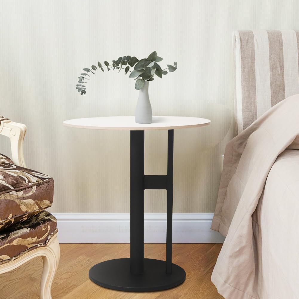 Modern Round Marble Top Side Table with Metal Base - Elegant Design for Living Room, Bedroom, Home Office
