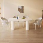 Rectangle Dining Table Set for 4, Modern Dinner Table with 4 Chairs for Kitchen, White Indoor 5 Pieces Kitchen Table Set, 62.99" L