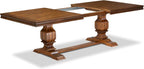 LKMA9-AWA-36 9 Pieces Dining table set includes a Rectangular Dining Table and 8 Light Beige Polyester Fabric Dining Room Chairs, Antique Walnut finish