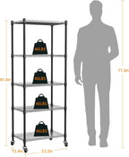 Mini 5-Tier Greenhouse for Indoor Outdoor, 23.2" L×13.4" W×61.4" H Portable Greenhouse with Clear PVC Cover and Metal Shelf for Growing Vegetables, Flowers and Seedlings, with Wheels