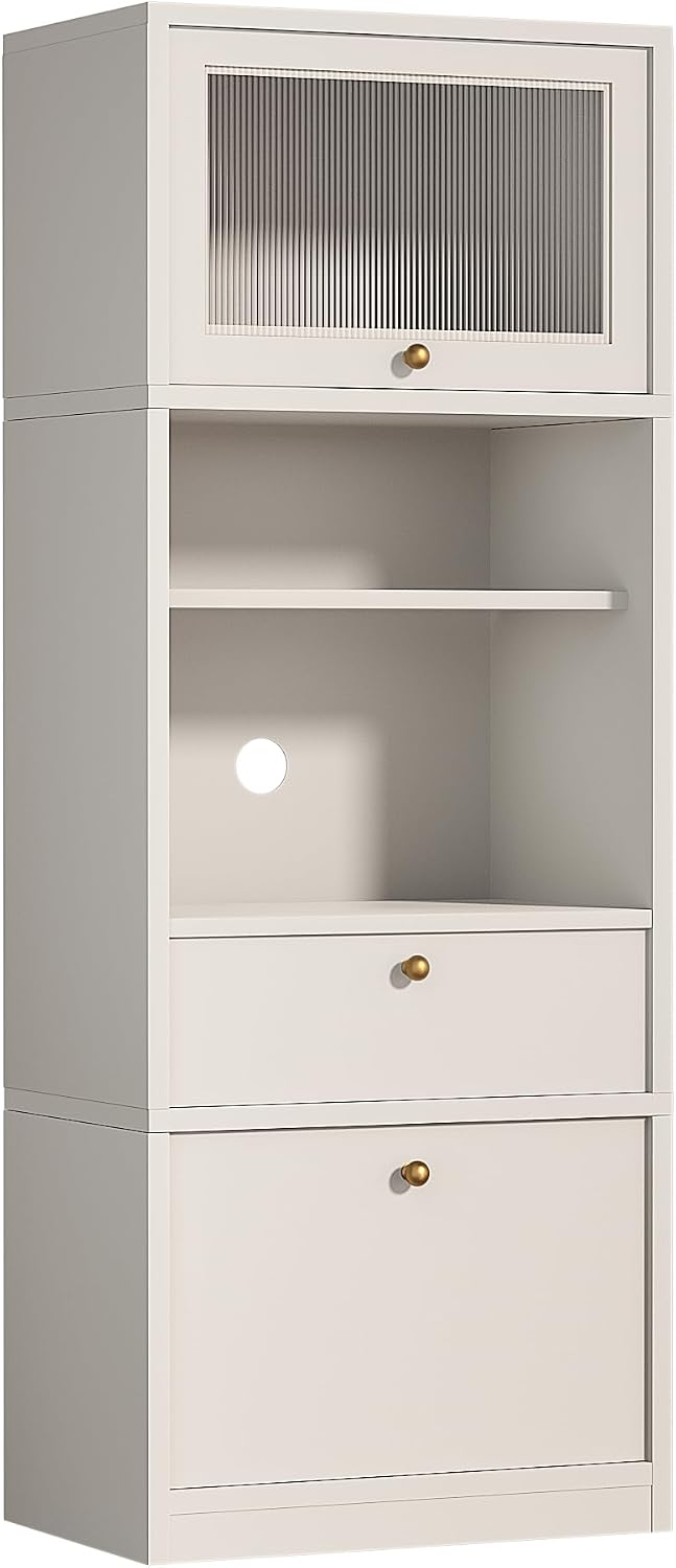 Freestanding Tall Pantry Cabinet with Adjustable Shelves & Drawer – E1-Grade Wood Storage Solution for Kitchen, Bathroom, Laundry Room