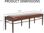 53" Faux Leather Entryway Bench with Cushion, Rustic Brown Dinner Bench for Dining Room, Upholstered End of Bed Bench Ottoman for Bedroom, Living Room with Walnut Base, Brown