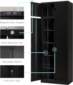 BESFUR 87" Tall Metal Storage Cabinet with Top Cabinet, Locking Garage Storage Cabinet with 4 Adjustable Shelves, Heavy-Duty Tall Cabinet for Home Office, Utility Room, Warehouse, School (Black)