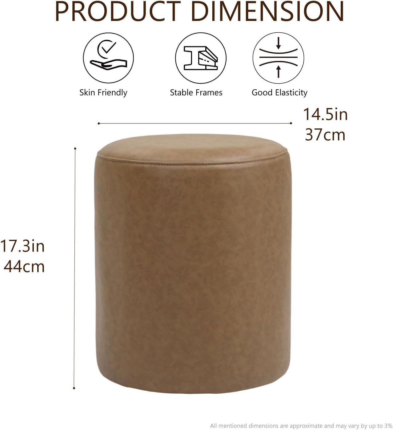 Get Set Style Modern Round Ottoman with Soft Padded Seat, Multifunctional Vanity Stool for Makeup, Upholstered Footrest Stool Ottoman Foot Stool for Living Room, Bedroom